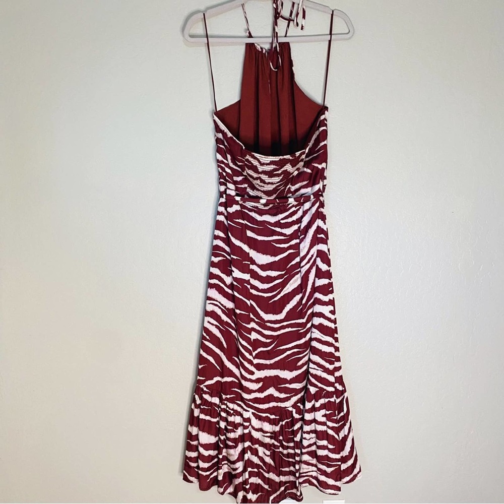 Paige Jade Zebra Print High Neck Backless Long Midi Dress Wedding Guest - Picture 6 of 9